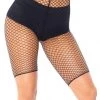 LEG AVENUE PLUS SIZED FISHNET BIKER SHORTS