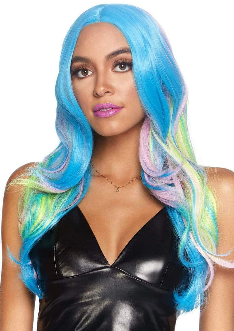 LEG AVENUE Long Blue Multi-Color Wig BRAIDS 5 LEG AVENUE Long Blue Multi-Color Wig BRAIDS