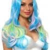 LEG AVENUE Long Blue Multi-Color Wig BRAIDS