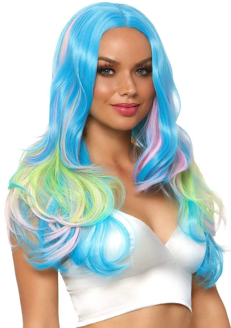 LEG AVENUE Long Blue Multi-Color Wig BRAIDS 3 LEG AVENUE Long Blue Multi-Color Wig BRAIDS