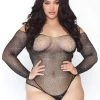 LEG AVENUE Rhinestone Fishnet Bodysuit PLUS SIZE