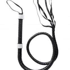LEG AVENUE 54" Braided Whip With Rhinestone Look Handle