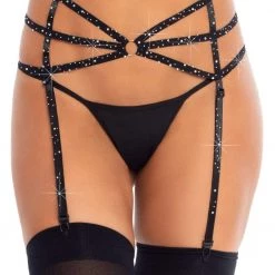 DISCONTINUED WOMEN Strappy Rhinestone Garter Belt