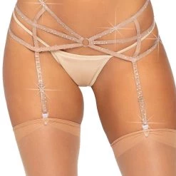 DISCONTINUED WOMEN Strappy Rhinestone Garter Belt
