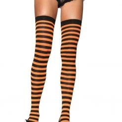 LEG AVENUE Striped Nylon Thigh Highs 7 LEG AVENUE Striped Nylon Thigh Highs