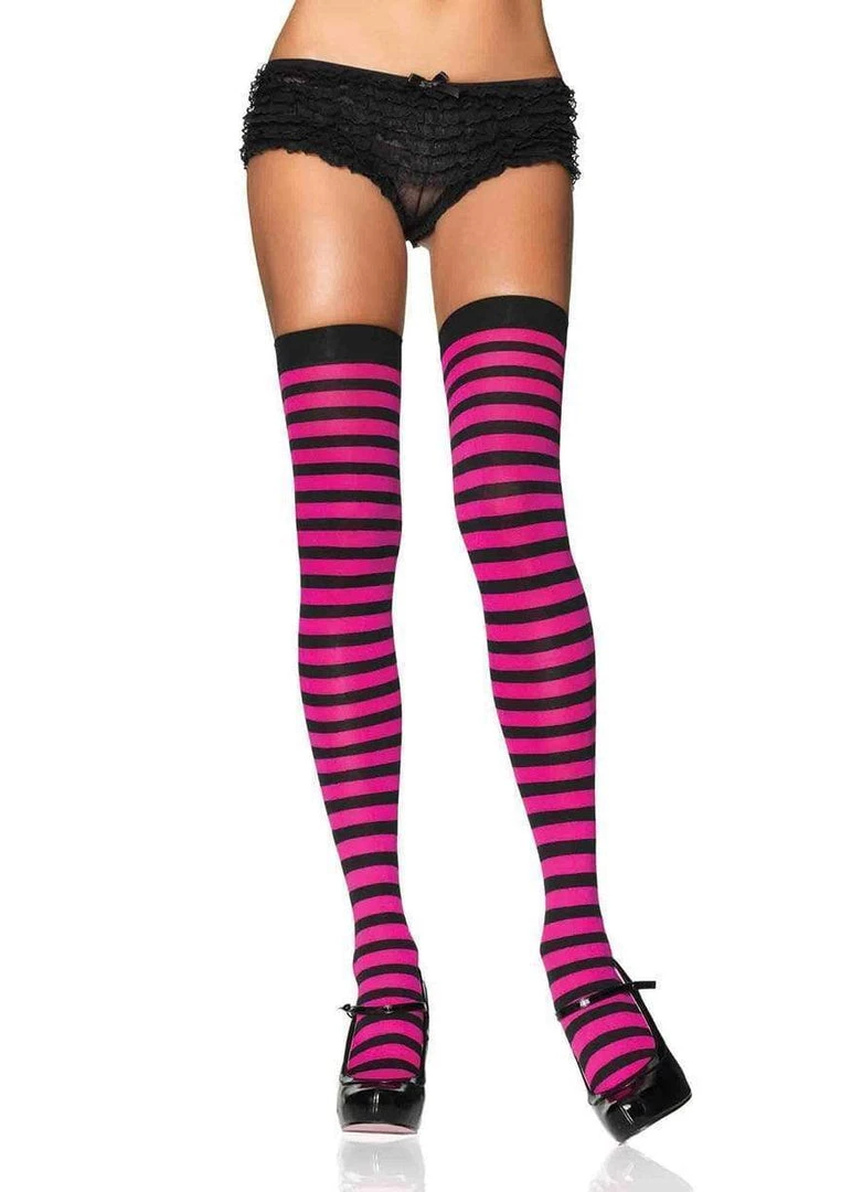 LEG AVENUE Striped Nylon Thigh Highs 3 LEG AVENUE Striped Nylon Thigh Highs