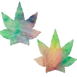 PASTEASE Indica Pot Leaf: Pastel Tie-Dye Rainbow Pasties ACCESSORIES