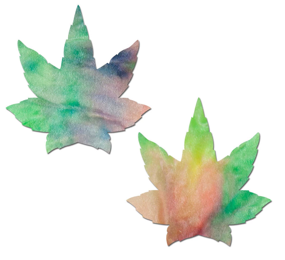 PASTEASE Indica Pot Leaf: Pastel Tie-Dye Rainbow Pasties ACCESSORIES 3 PASTEASE Indica Pot Leaf: Pastel Tie-Dye Rainbow Pasties ACCESSORIES