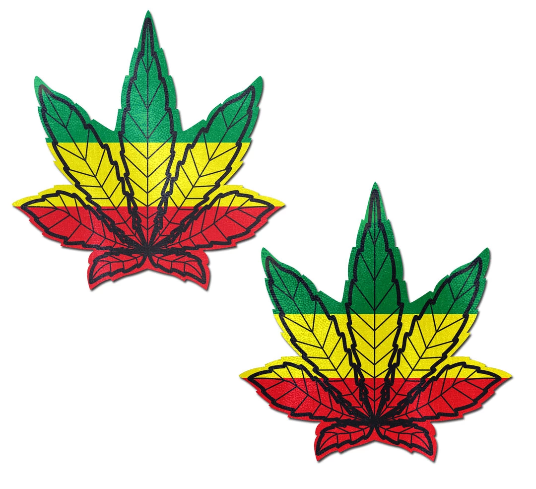 PASTEASE Indica Pot Leaf: Rasta Weed Nipple Pasties ACCESSORIES 3 PASTEASE Indica Pot Leaf: Rasta Weed Nipple Pasties ACCESSORIES