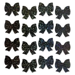 PASTEASE Body Minis: 16 Mini Black Glitter Bows Nipple & Body Pasties ACCESSORIES