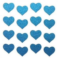 PASTEASE Body Minis: 16 Mini Reflective Blue Hearts Nipple & Body Pasties ACCESSORIES