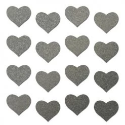 PASTEASE Body Minis: 16 Mini Reflective Gun Metal Grey Hearts Nipple & Body Pasties
