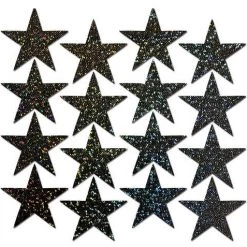 PASTEASE ACCESSORIES Body Minis: 16 Mini Black Glitter Stars Nipple & Body Pasties