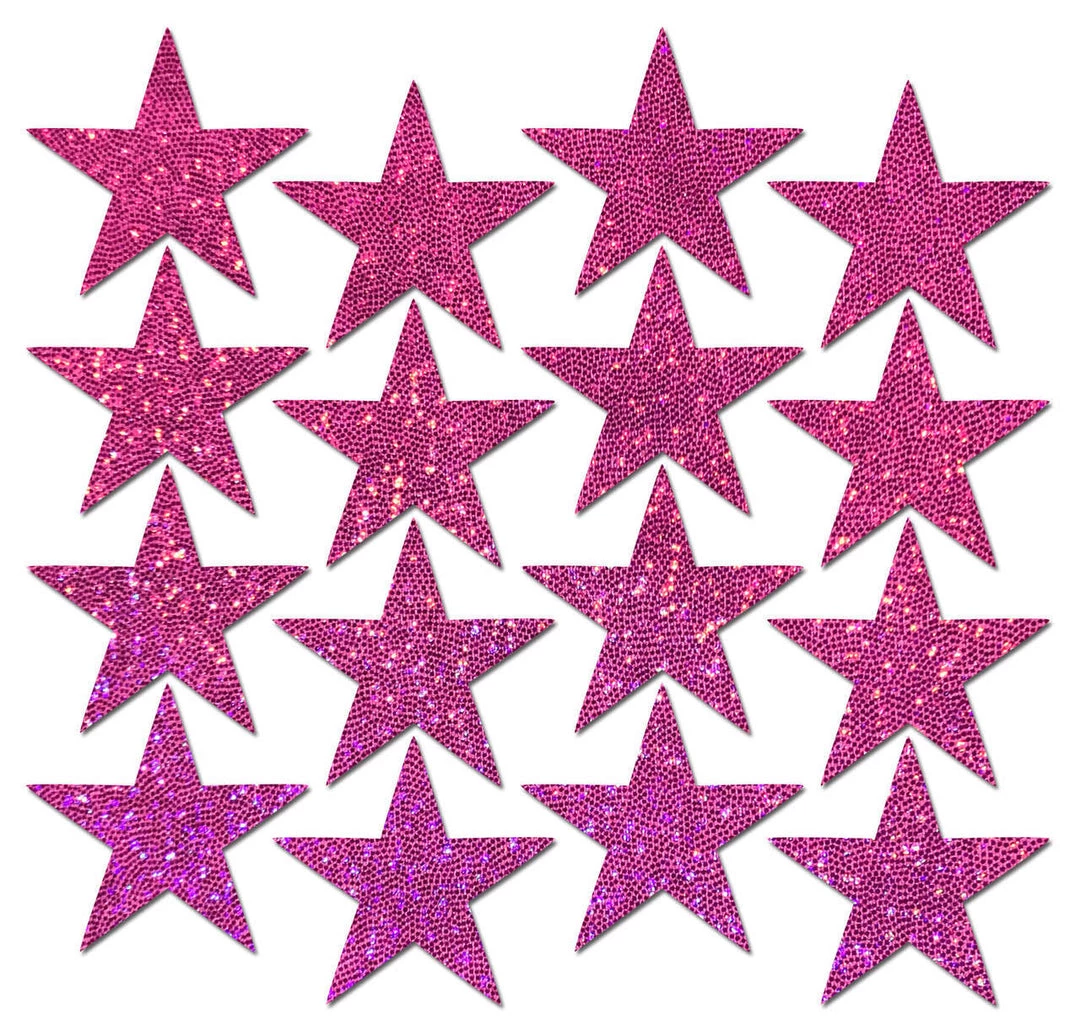 PASTEASE Body Minis: 16 Mini Hot Pink Glitter Stars Nipple & Body Pasties ACCESSORIES 3 PASTEASE Body Minis: 16 Mini Hot Pink Glitter Stars Nipple & Body Pasties ACCESSORIES