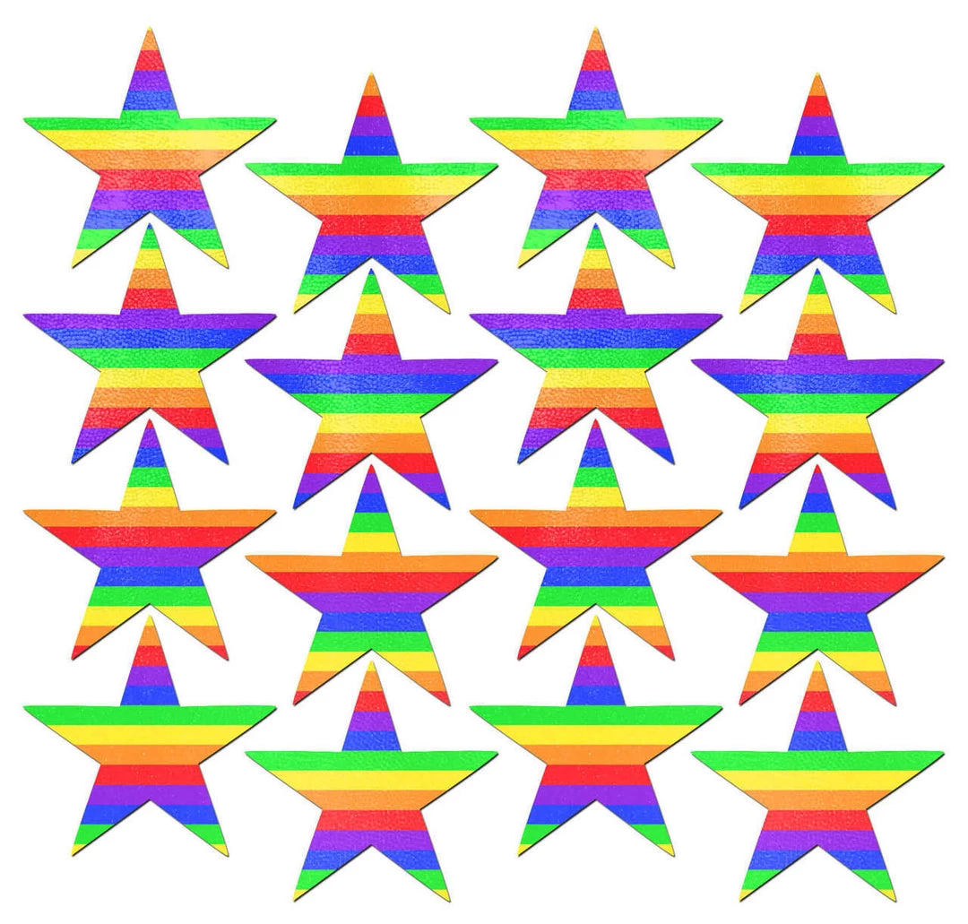 PASTEASE ACCESSORIES Body Minis: 16 Mini Rainbow Stars Nipple & Body Pasties 3 PASTEASE ACCESSORIES Body Minis: 16 Mini Rainbow Stars Nipple & Body Pasties