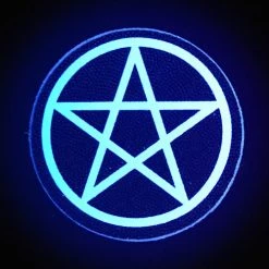 PASTEASE Pentagram: Black And Silver Glitter Pentagram Nipple Pasties HEADBANGER COLLECTION