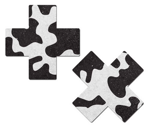 PASTEASE ACCESSORIES Plus X: Black & White Cowgirl Print Cross Nipple Pasties 3 PASTEASE ACCESSORIES Plus X: Black & White Cowgirl Print Cross Nipple Pasties
