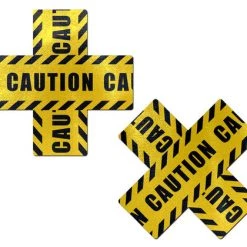 PASTEASE ACCESSORIES Plus X: Crossed Caution Tape Nipple Pasties