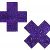 PASTEASE ACCESSORIES Plus X: Glitter Purple Cross Nipple Pasties