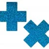 PASTEASE Plus X: Glitter Turquoise Cross Nipple Pasties ACCESSORIES