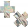 PASTEASE Plus X: Sassy Silver Holographic Cross Nipple Pasties