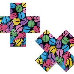 PASTEASE Plus X: Multicolor Melting Molly Cross Nipple Pasties ACCESSORIES