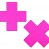 PASTEASE Plus X: Neon Pink Day-Glow Lycra Cross Nipple Pasties 2 PASTEASE Plus X: Neon Pink Day-Glow Lycra Cross Nipple Pasties