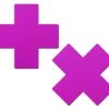 PASTEASE Plus X: Neon Purple Cross Nipple Pasties ACCESSORIES