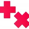 PASTEASE Plus X: Neon Red Cross Nipple Pasties ACCESSORIES