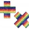 PASTEASE ACCESSORIES Plus X: Glittering Rainbow Cross Nipple Pasties