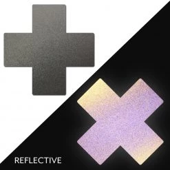 PASTEASE ACCESSORIES Plus X: Reflective Gun Metal Grey Cross Nipple