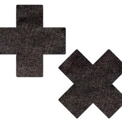 PASTEASE Plus X: Liquid Black Cross Nipple Pasties