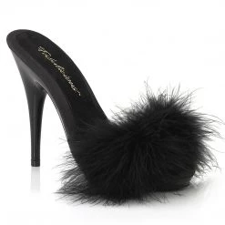 PLEASER FABULICIOUS FUR HEELS BLACK SHOES