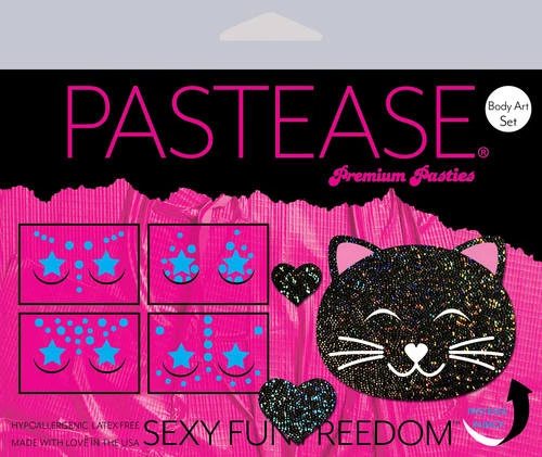 PASTEASE ACCESSORIES Set: Black Glitter Kitty Cat 4 PASTEASE ACCESSORIES Set: Black Glitter Kitty Cat