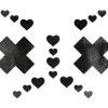 PASTEASE ACCESSORIES Set: Liquid Black Plus X Cross With 6 Mini Hearts And 10 Baby Hearts Nipple & Body Pastie