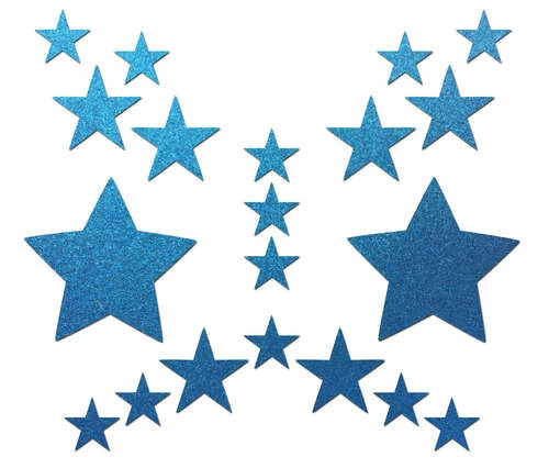 PASTEASE ACCESSORIES Set: Reflective Blue Star With 6 Mini Stars And 10 Baby Stars Nipple & Body 3 PASTEASE ACCESSORIES Set: Reflective Blue Star With 6 Mini Stars And 10 Baby Stars Nipple & Body