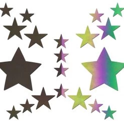 PASTEASE Set: Reflective Rainbow Star With 6 Mini Stars & 10 Baby Stars Nipple & Body Pasties