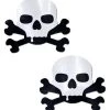 PASTEASE HEADBANGER COLLECTION Skull: Sullen Skull Black & White Nipple Pasties