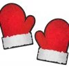 PASTEASE ACCESSORIES Santa: Red And White Santa Mitten Nipple Pasties