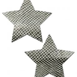 PASTEASE Star: Galactic Silver On White Velvet Star Nipple Pasties ACCESSORIES