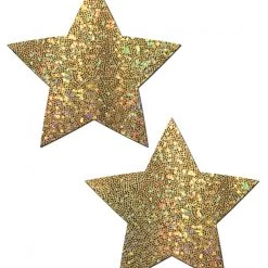 PASTEASE Star: Gold Glitter Star Nipple Pasties