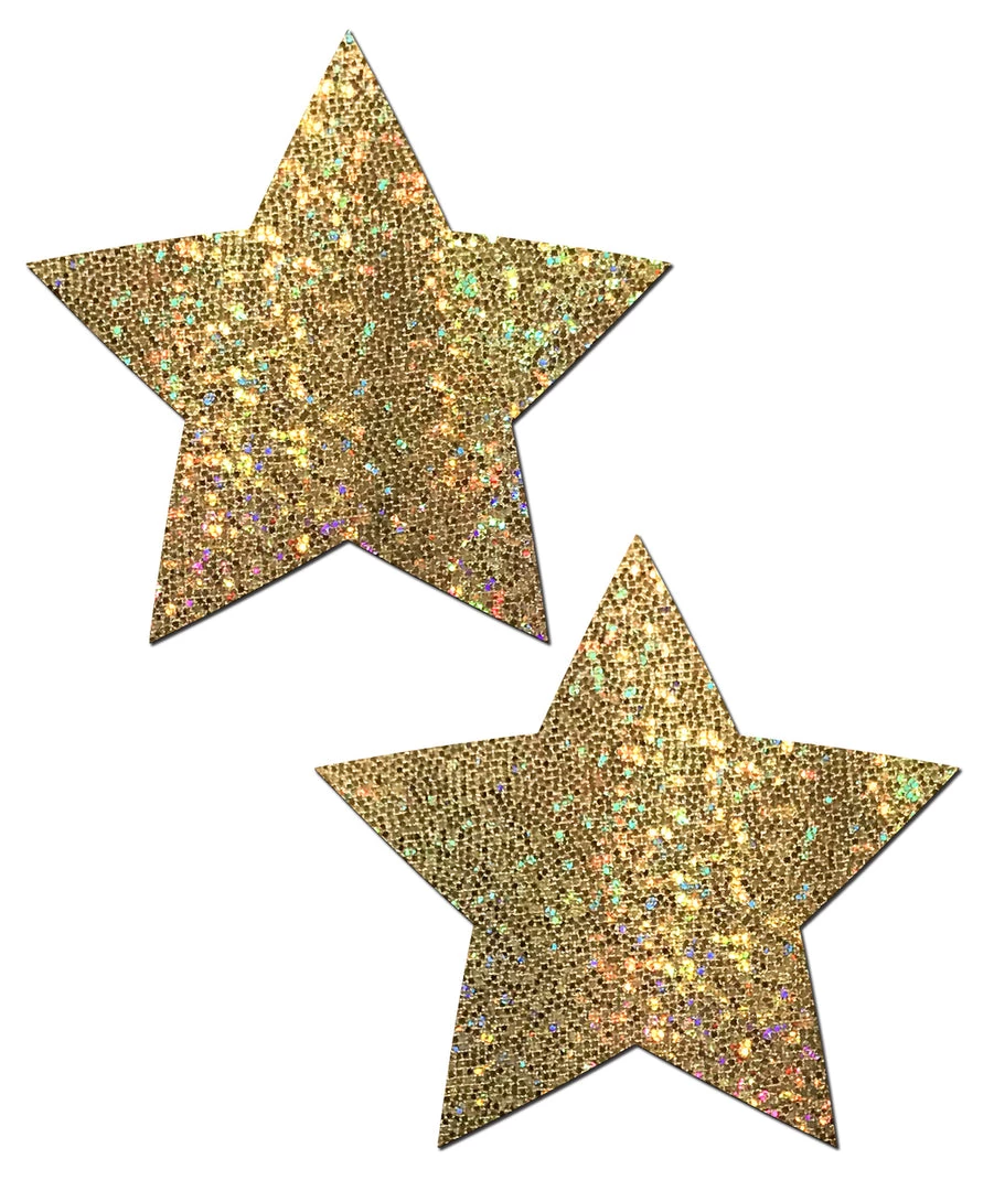 PASTEASE Star: Gold Glitter Star Nipple Pasties 3 PASTEASE Star: Gold Glitter Star Nipple Pasties