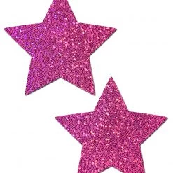 PASTEASE ACCESSORIES Star: Hot Pink Glittering Star Nipple Pasties