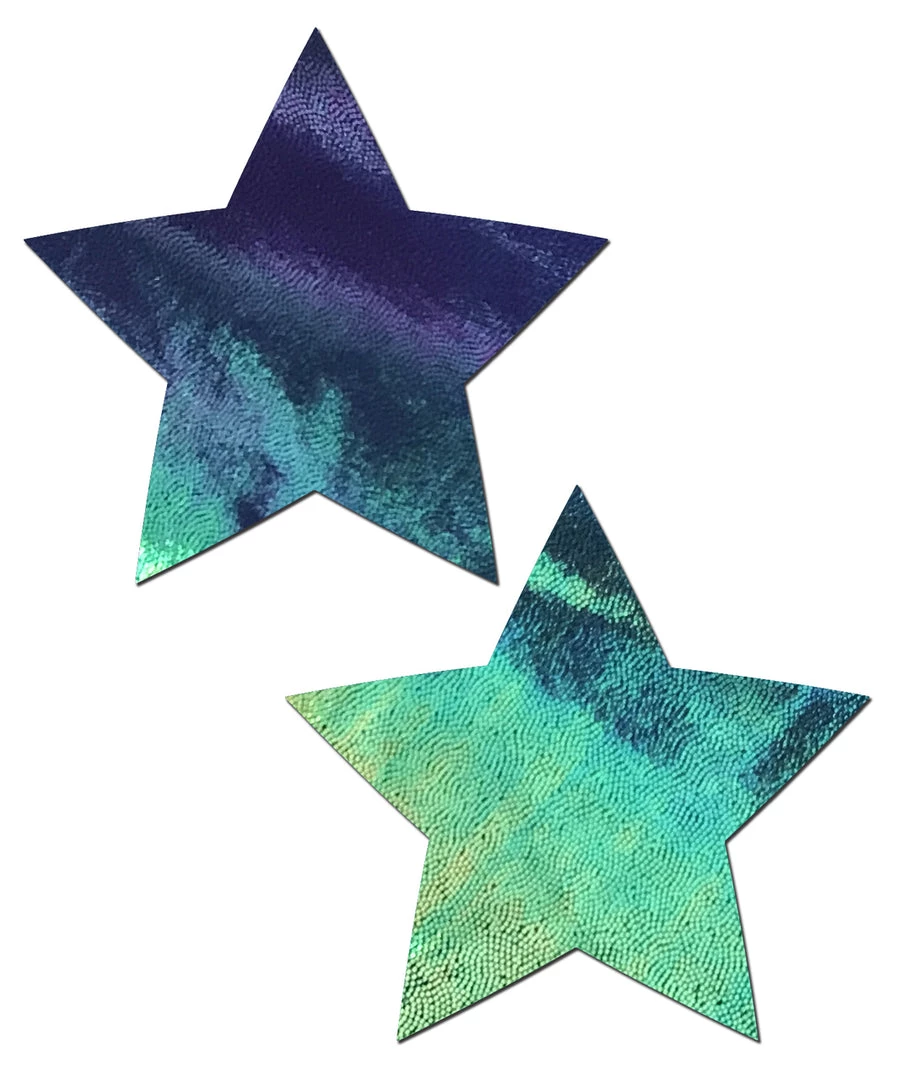 PASTEASE Star: Liquid Black Opal Iridescent Star Nipple Pasties 3 PASTEASE Star: Liquid Black Opal Iridescent Star Nipple Pasties