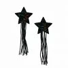 Tassel Pasties: Black Glitter Star Pastease With Long Fringe Nipple Pasties HEADBANGER COLLECTION