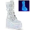 PLEASER WTF BOOTS/ WHITE GLITTER SHOES